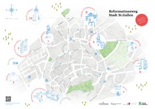 Stadtplan mit eingezeichnetem Reformationsweg